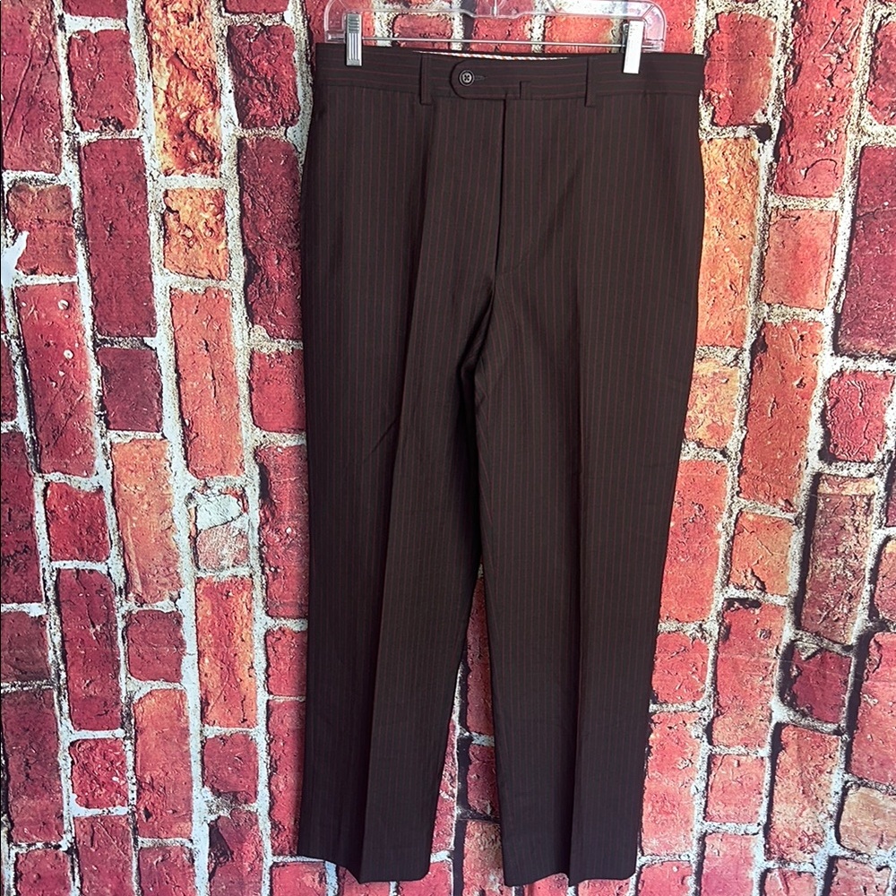 Kuhlman Brown Pinstripe Wool Trousers Size 46 us size 12